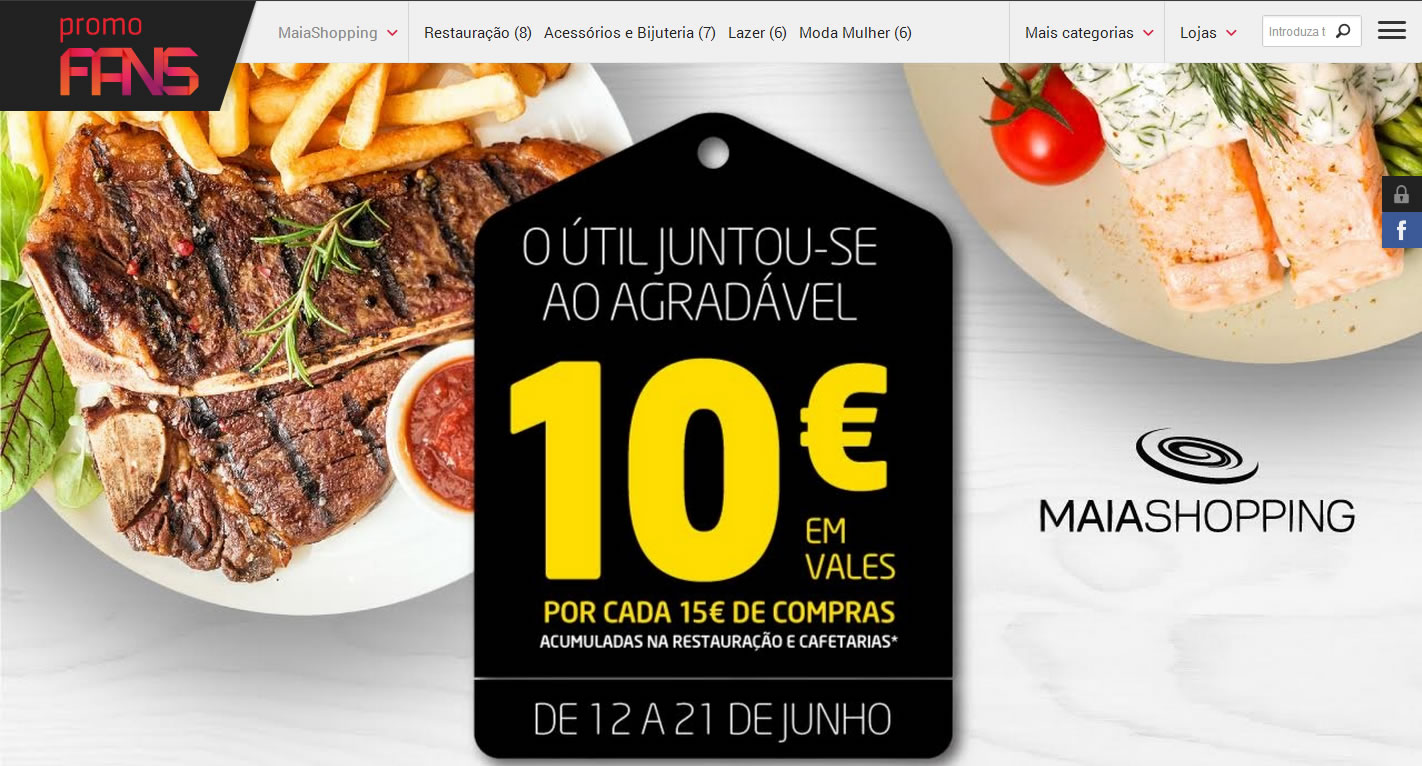 Vales 10 euros por cada 15 euros de compras no Maia Shopping